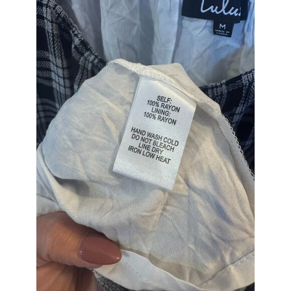 Lulus Black & White Plaid Babydoll Dress Medium - Picture 5 of 7